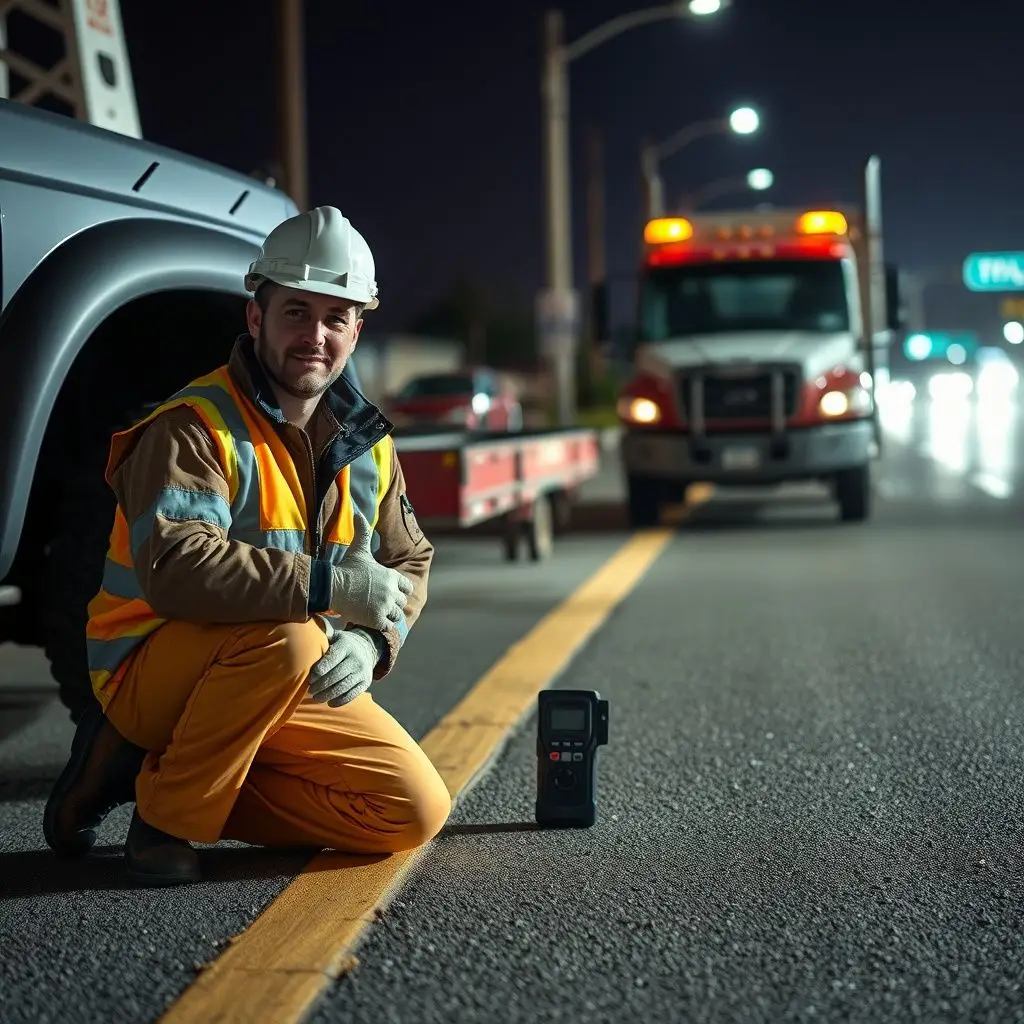 A close-up of a secure flatbed tow truck wheel strap holding a vehicle tire safely in place.